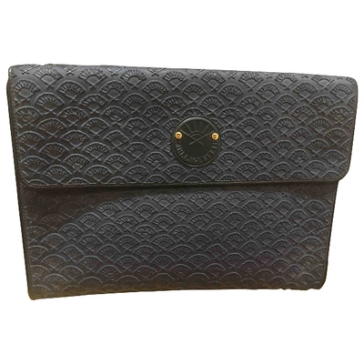 Pre-owned Karl Lagerfeld Leather Clutch Bag In Blue