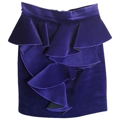 Pre-owned Balmain Velvet Mini Skirt In Purple