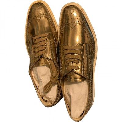 Pre-owned Prada Leather Lace Ups In Gold