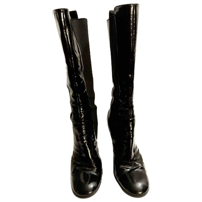 Pre-owned Dolce & Gabbana Patent Leather Boots In Black