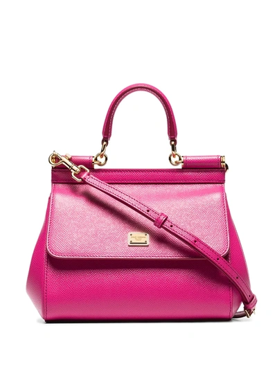 Dolce & Gabbana Dauphine 皮革中号 Sicily 手提包 In Pink