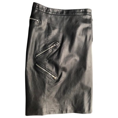 Pre-owned Band Of Outsiders Leather Mid-length Skirt In Black