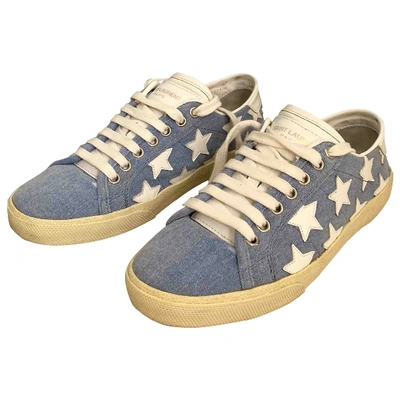 Pre-owned Saint Laurent Court Cloth Trainers In Blue