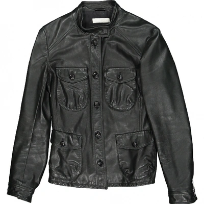 Pre-owned Nicole Farhi Leather Jacket In Black