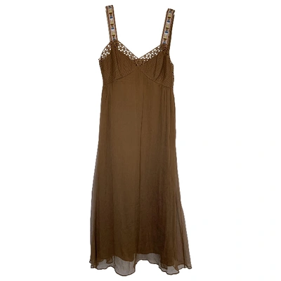 Pre-owned Catherine Malandrino Silk Mid-length Dress In Brown