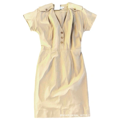 Pre-owned Givenchy Linen Mid-length Dress In Beige