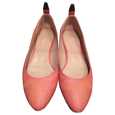 Pre-owned Chloé Leather Ballet Flats In Pink
