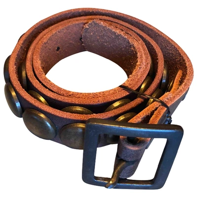 Pre-owned Htc Leather Belt In Brown