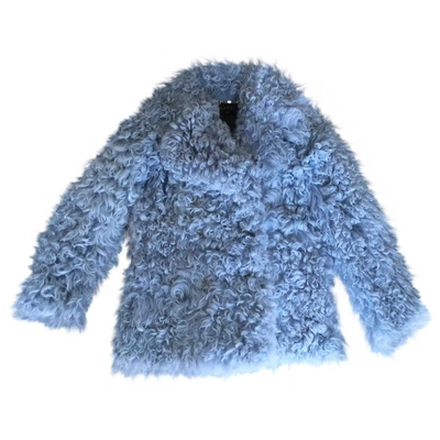 Pre-owned Gucci Blue Mongolian Lamb Coat