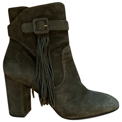 Pre-owned Aquazzura Ankle Boots In Green