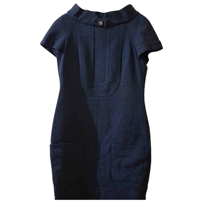 Pre-owned Chanel Wool Mid-length Dress In Blue