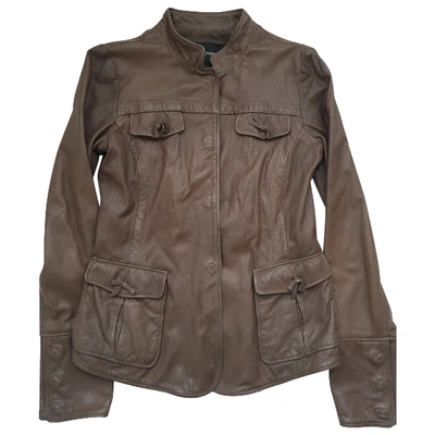 Pre-owned Emporio Armani Leather Jacket In Brown