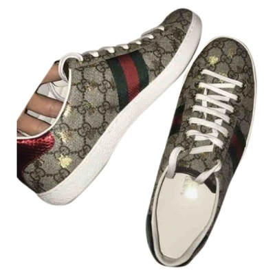 Pre-owned Gucci Ace Leather Trainers