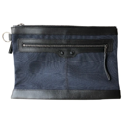 Pre-owned Balenciaga Leather Clutch Bag In Navy
