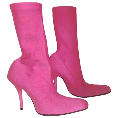 Pre-owned Balenciaga Pink Cloth Ankle Boots