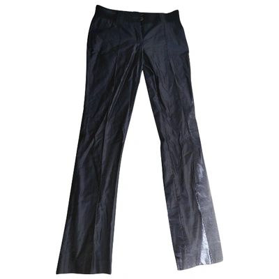 Pre-owned Roberto Cavalli Silk Trousers In Blue