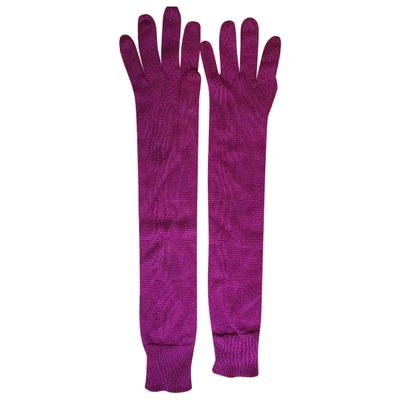 Pre-owned Bcbg Max Azria Wool Long Gloves In Purple