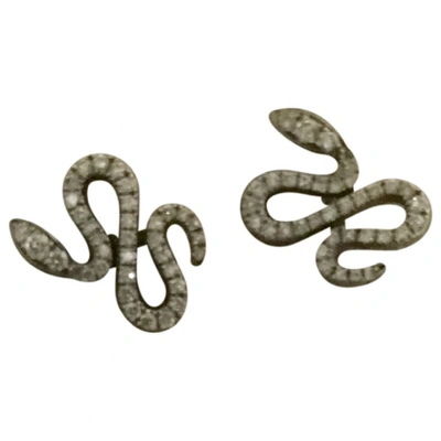 Pre-owned Messika Snake White Gold Earrings In Silver