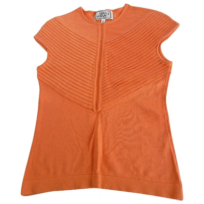 Pre-owned Versace Orange Cotton Top