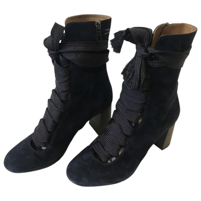 Pre-owned Chloé Lace Up Boots In Navy