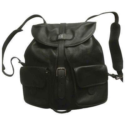 Pre-owned Loewe Black Leather Backpack