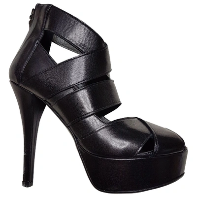 Pre-owned Bruno Magli Leather Sandals In Black