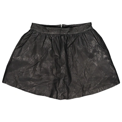 Pre-owned Gestuz Leather Mini Skirt In Black