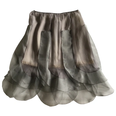 Pre-owned Prada Silk Mid-length Skirt In Grey