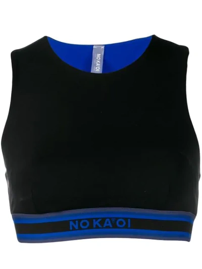 No Ka'oi Nightfall Sports Bra With Striped Band In Black