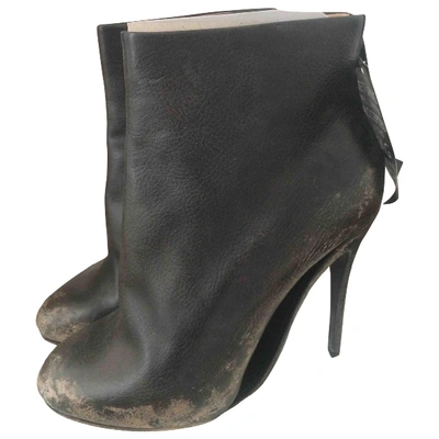 Pre-owned Maison Margiela Leather Ankle Boots In Anthracite