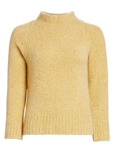 The Row Cera Fuzzy Cashmere-silk Mock-neck Crop Sweater In Honey Lemon