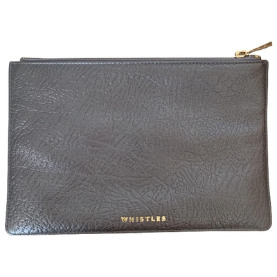 Pre-owned Whistles Leather Clutch Bag In Grey