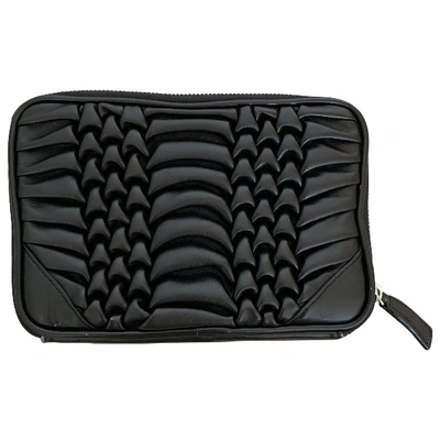 Pre-owned Reiss Leather Clutch Bag In Black