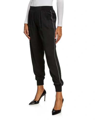Atm Anthony Thomas Melillo Hammered-silk Pull-on Pants In Black