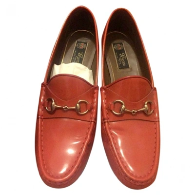 Pre-owned Gucci Princetown Leather Flats In Orange