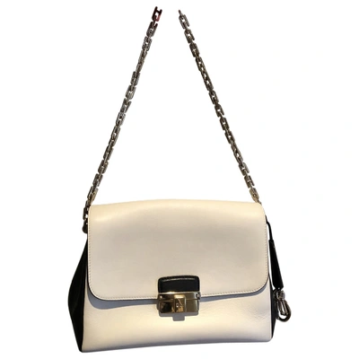 Pre-owned Dior Ling Leather Handbag In White