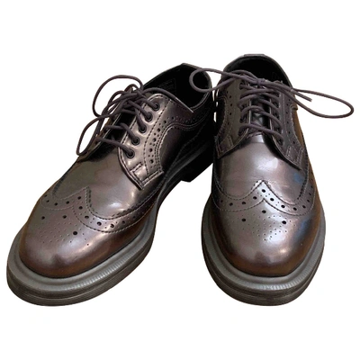 Pre-owned Dr. Martens' Patent Leather Lace Ups In Silver