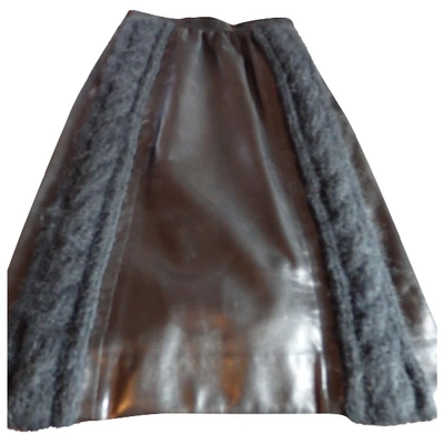 Pre-owned Givenchy Leather Mid-length Skirt In Black