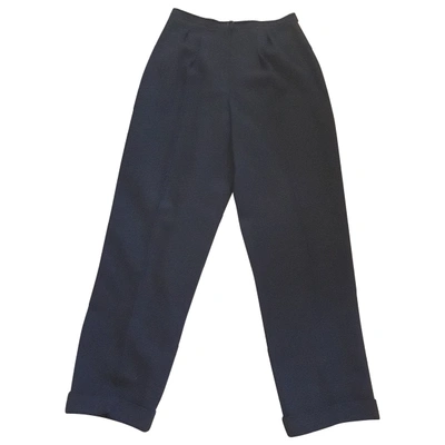 Pre-owned Dior Wool Trousers In Navy