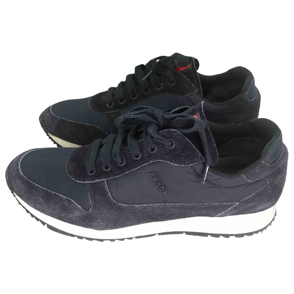 navy prada trainers