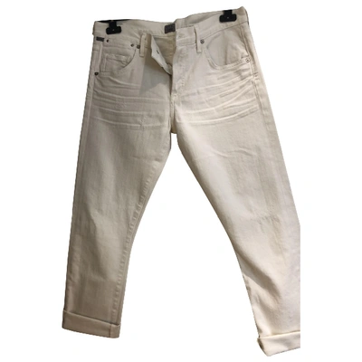Pre-owned Citizens Of Humanity Straight Jeans In Ecru