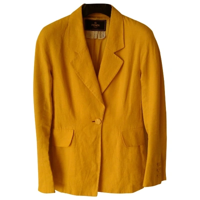 Pre-owned Fendi Linen Blazer In Yellow