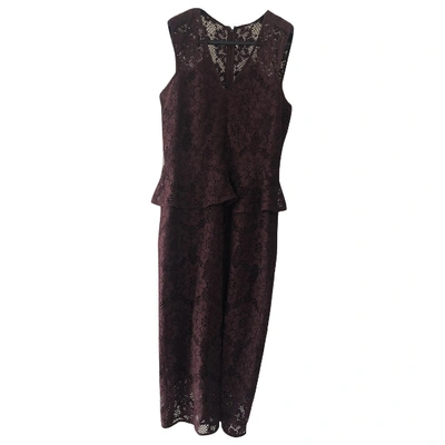 Pre-owned Burberry Lace Mid-length Dress In Burgundy