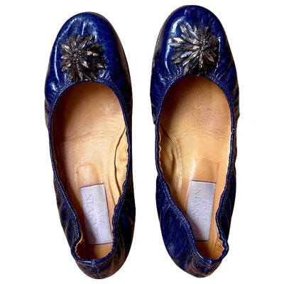 Pre-owned Lanvin Patent Leather Ballet Flats In Blue