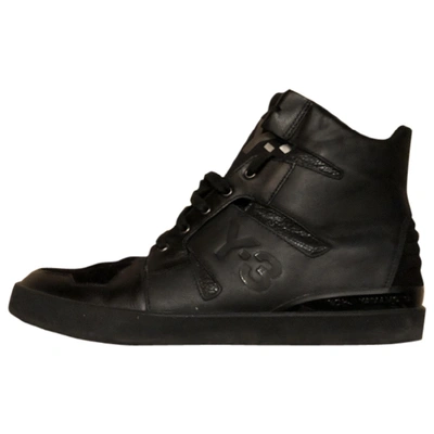 Pre-owned Y-3 Leather Trainers In Black