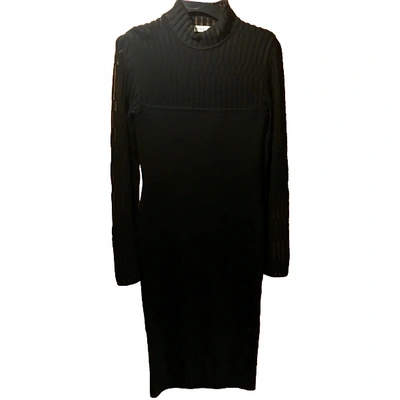 Pre-owned Mugler Wool Mid-length Dress In Black