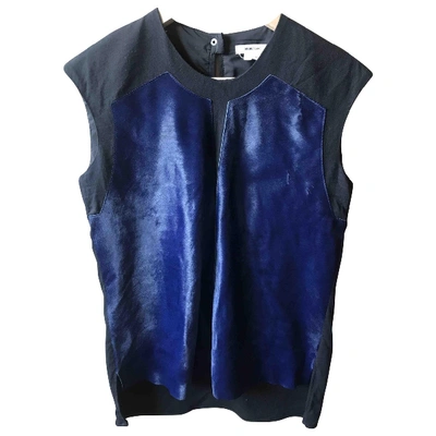 Pre-owned Helmut Lang Leather Blouse In Blue