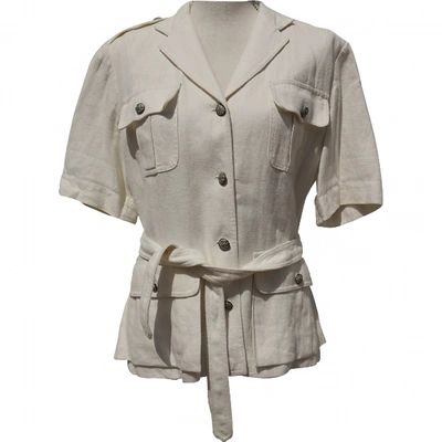 Pre-owned Ralph Lauren Linen Short Vest In Ecru