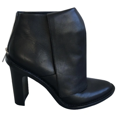 Pre-owned Anthony Vaccarello Black Leather Ankle Boots