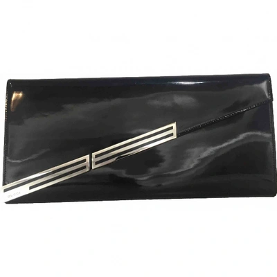 Pre-owned Gucci Patent Leather Clutch Bag In Black